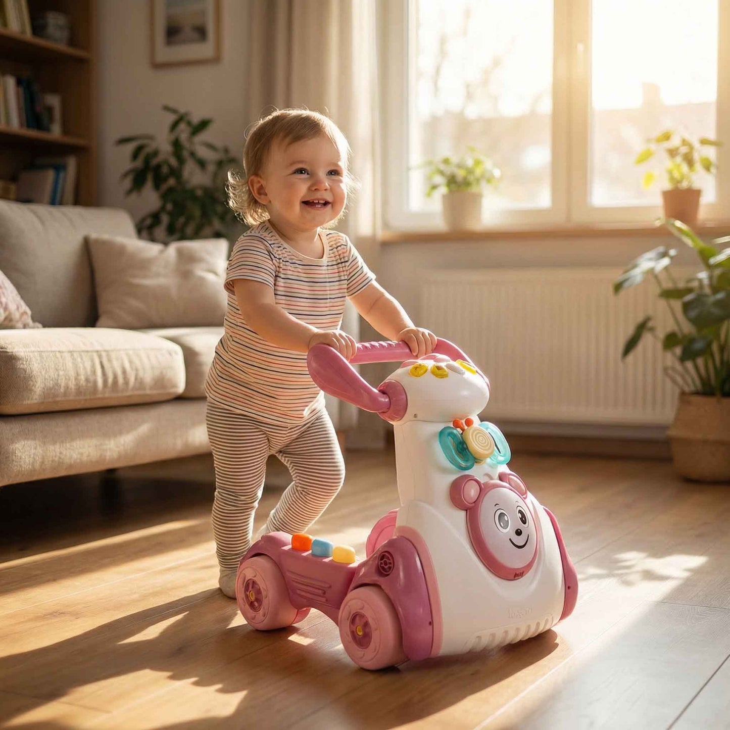 Baby Push Walker Ride-On Toy with Music and Lights – Interactive Sit-to-Ride