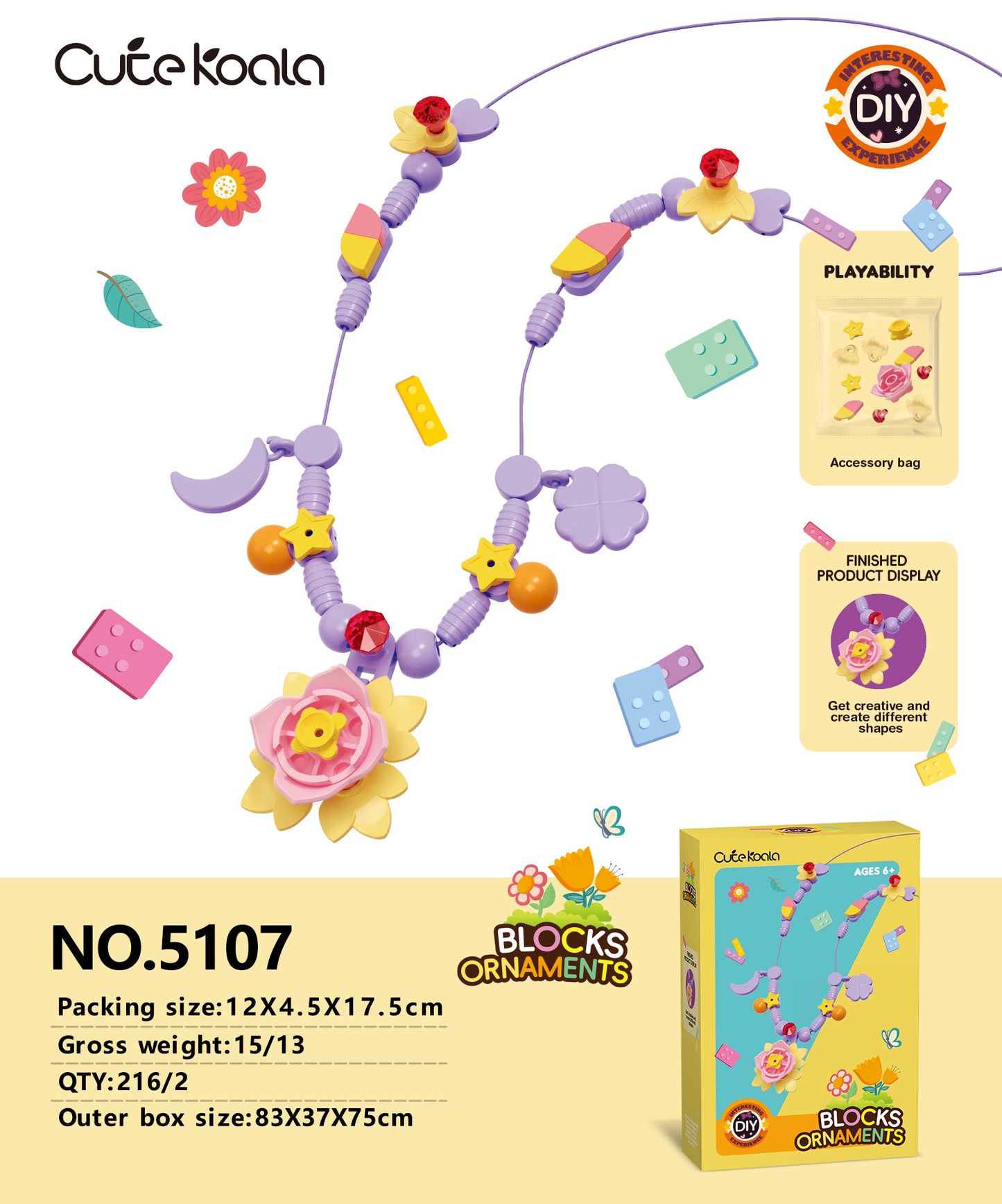 DIY Small Particle Block Girl's Easy Edition Necklace Jewelry - Wind Chime Flower