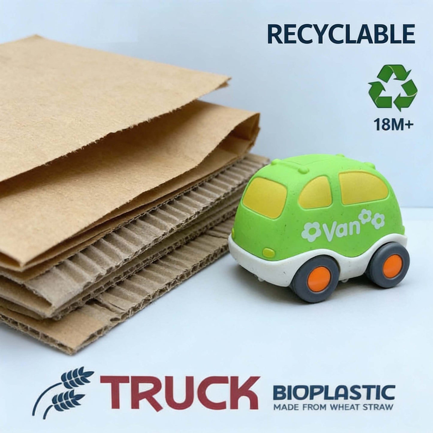 Bioplastic Recyclable Van Toy Truck – Eco Wheat Straw Push Car (18M+)