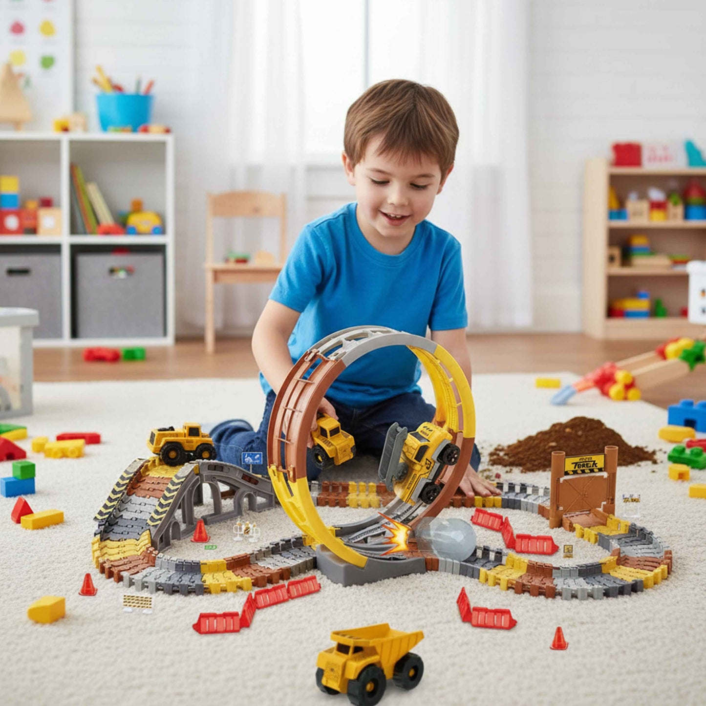 Electric Rail Car 96PCS DIY Construction Track Set – Fun Educational Toy for Kids