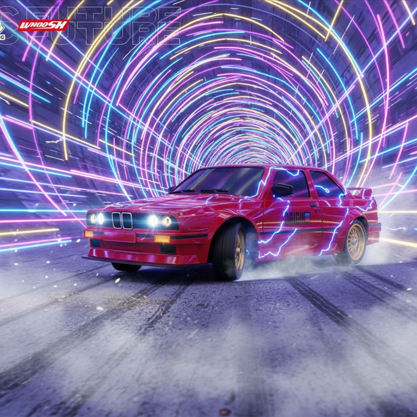 1:16 RC Drift Car 30km/h – 7-Color Neon Lights + Front/Rear Lights, 2.4GHz Remote