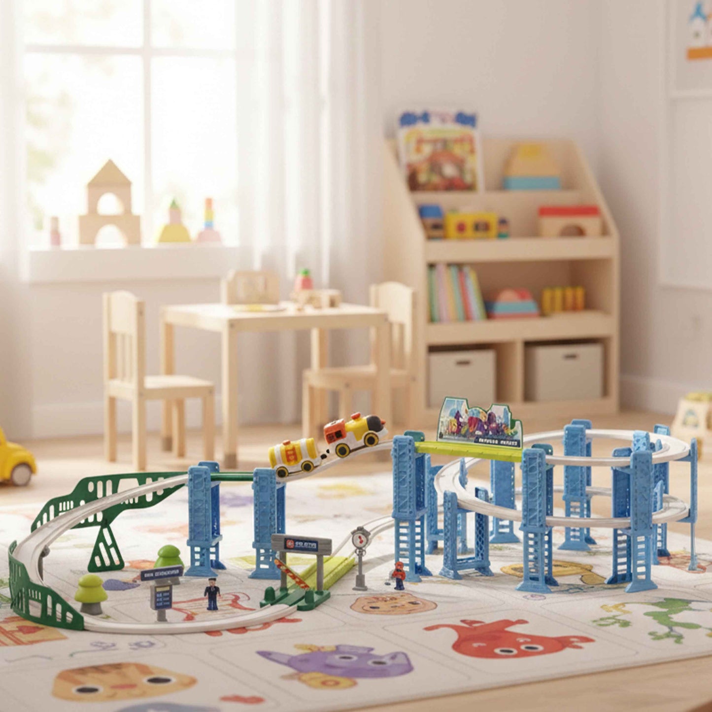 Educational Spiral Track Car Toy Set with 104 Pieces for Kids
