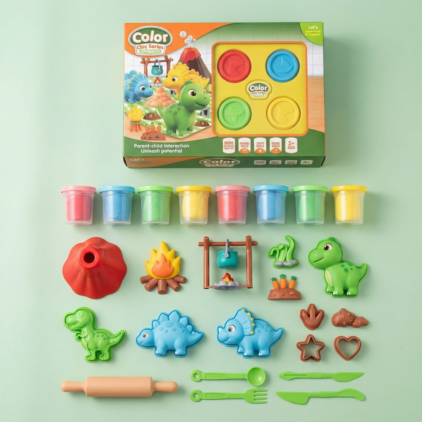 Kids Dinosaur Color Clay Playset – Creative Modeling Clay Toy for Children 3+ | Qatar
