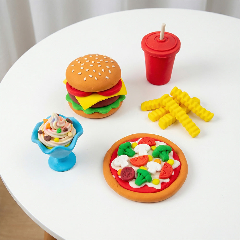 Children modeling clay food making toy set