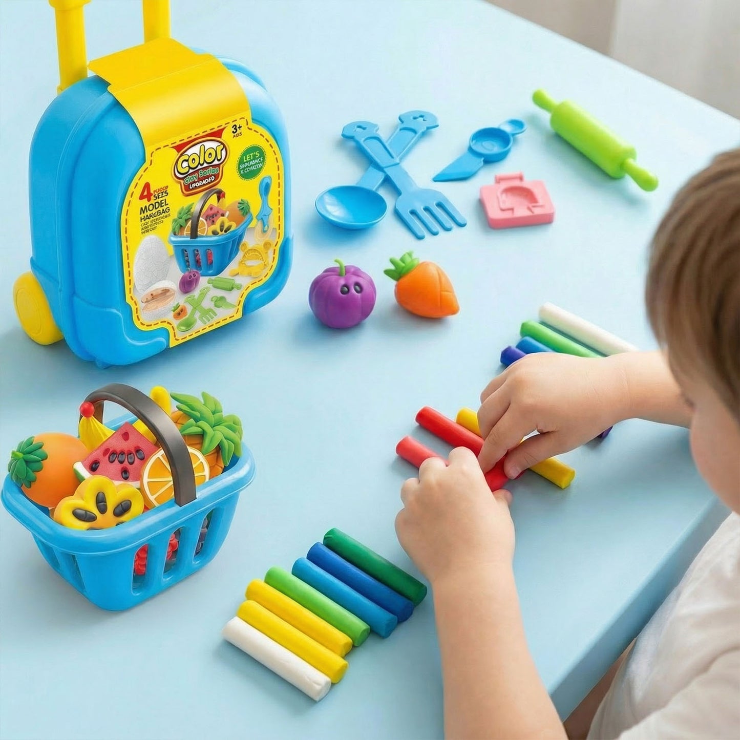 Kids Color Clay Food Playset with Suitcase – Creative Modeling Clay Toy for Children 3+ | Qatar