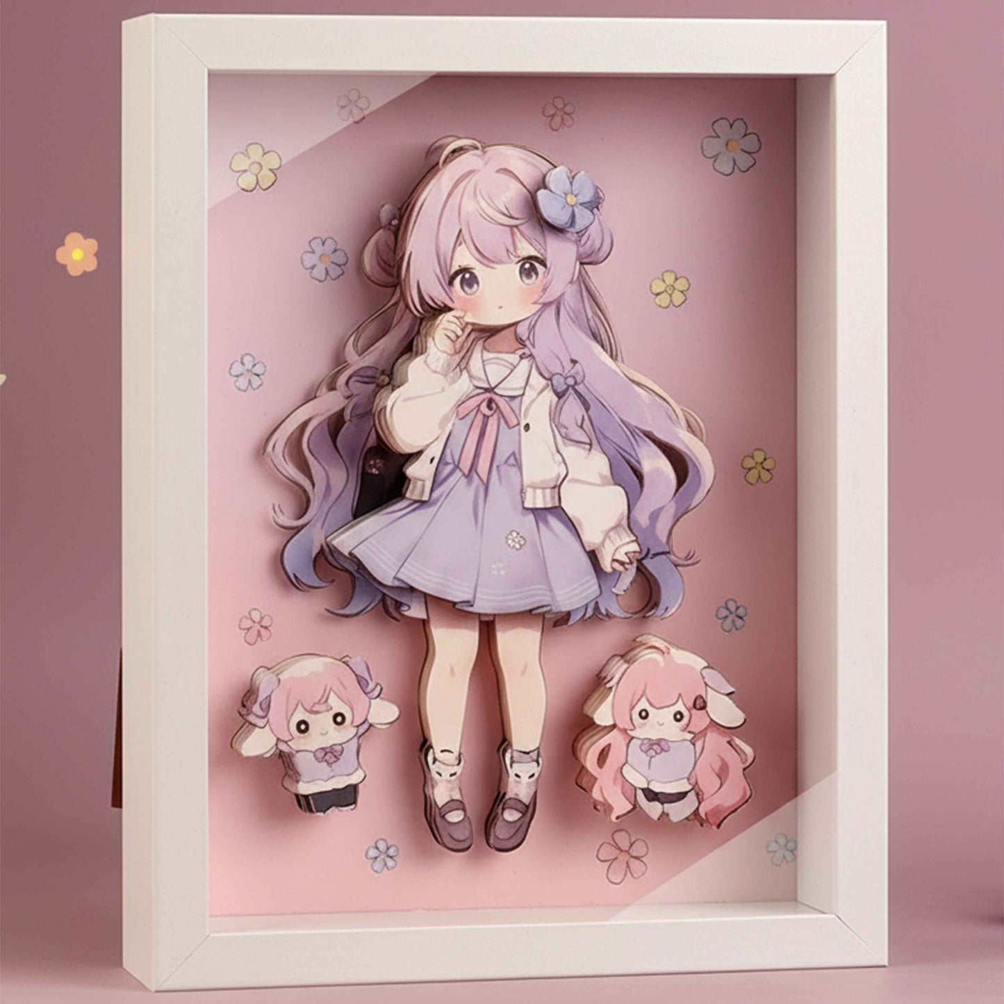 DIY 3D Sticker Frame Art – Lavender Girl (Wooden Frame) 22×17cm, 3+