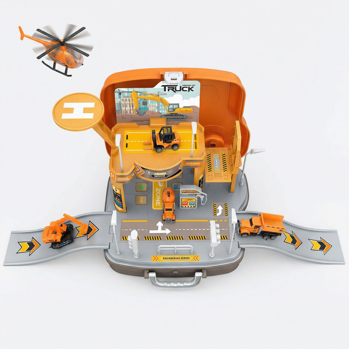 Kids Construction Truck Suitcase Play Set – Engineering Vehicles Playset | Qatar