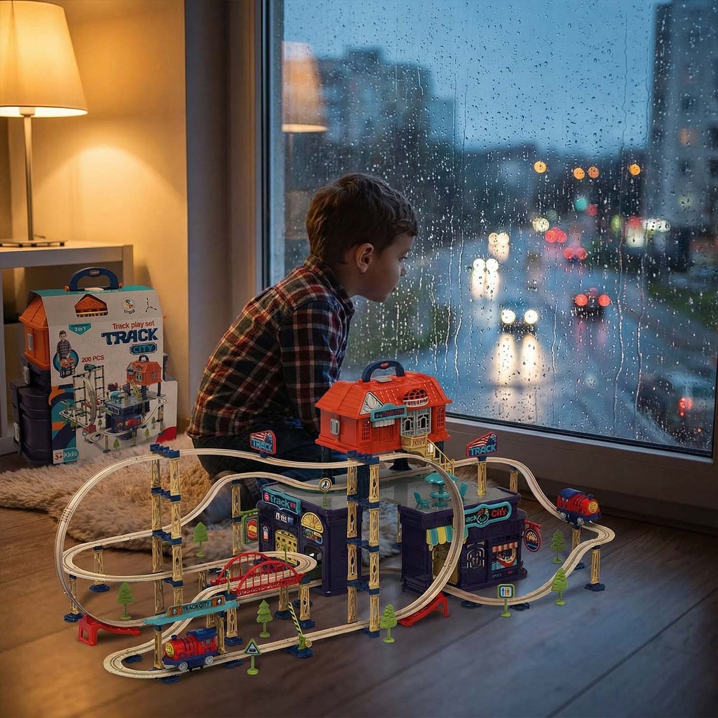 Track City Portable Train Play Set for Kids – 206 Pieces Educational STEM Toy with Carry Case (Ages 3+) | Qatar