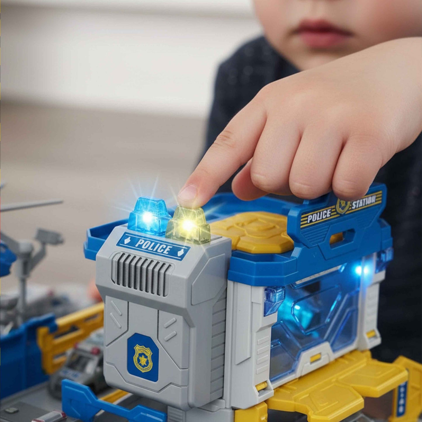Police Station Dispatch Combined Playset with Lights & Sounds – DIY Assembly Toy Set