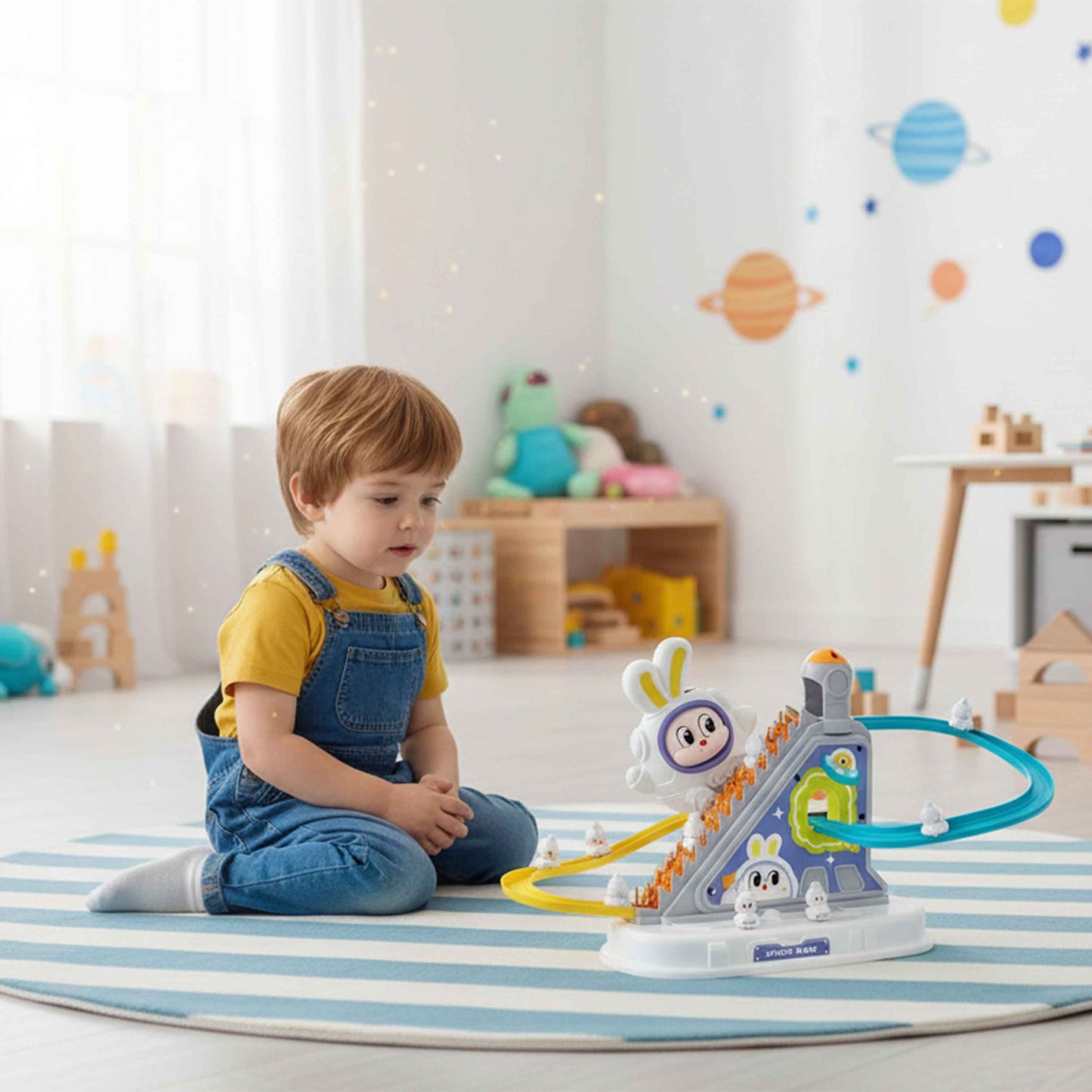 Space Orbit Track Game – Rabbit Climbing & Rolling Track Toy (Small, 3 Rabbits)