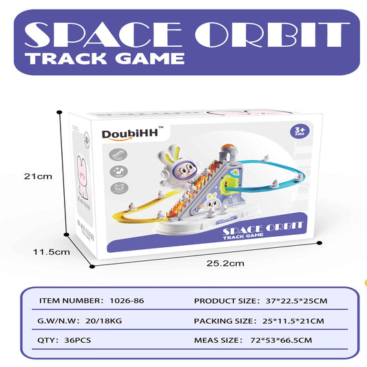 Space Orbit Track Game – Rabbit Climbing & Rolling Track Toy (Small, 3 Rabbits)