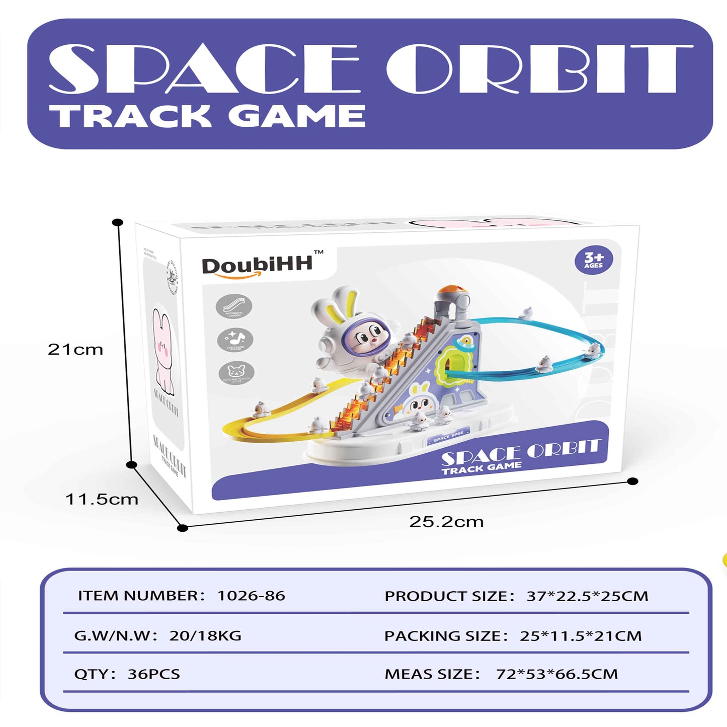 Space Orbit Track Game – Rabbit Climbing & Rolling Track Toy (Small, 3 Rabbits)