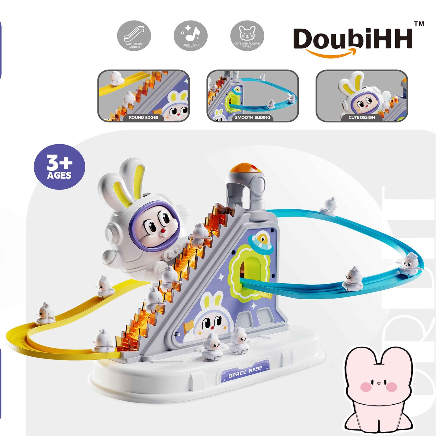 Space Orbit Track Game – Rabbit Climbing & Rolling Track Toy (Small, 3 Rabbits)