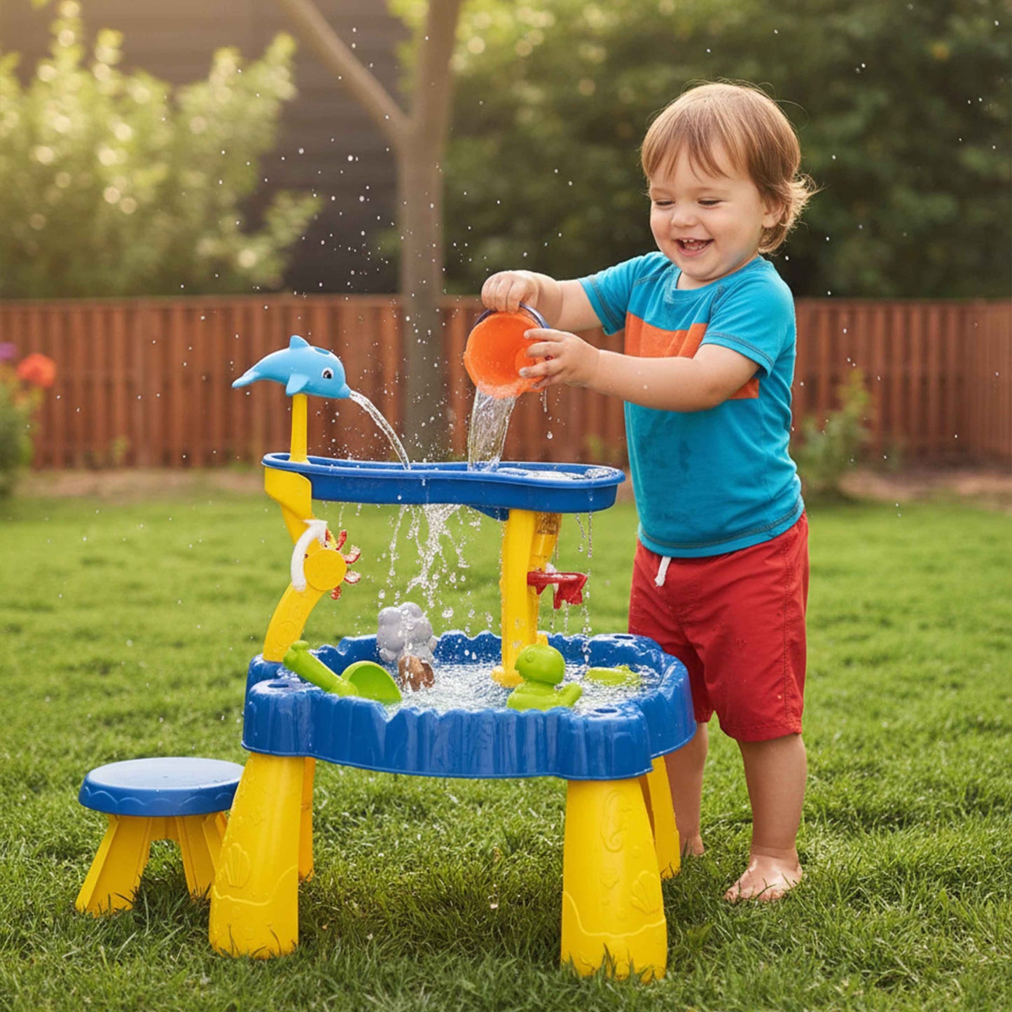 2 in 1 Sand and Water Table Set – Kids Outdoor & Indoor Playset