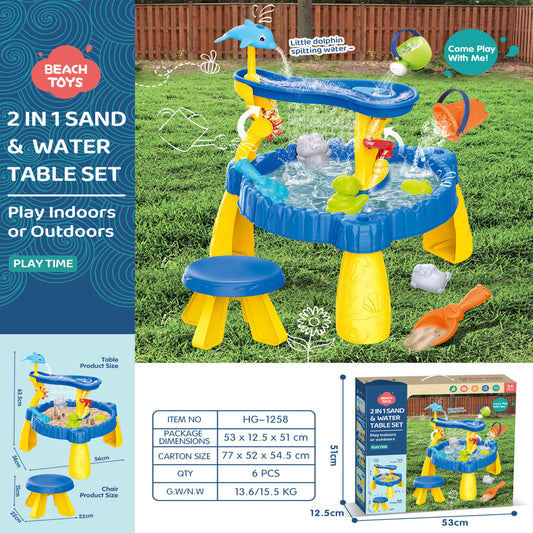2 in 1 Sand and Water Table Set – Kids Outdoor & Indoor Playset