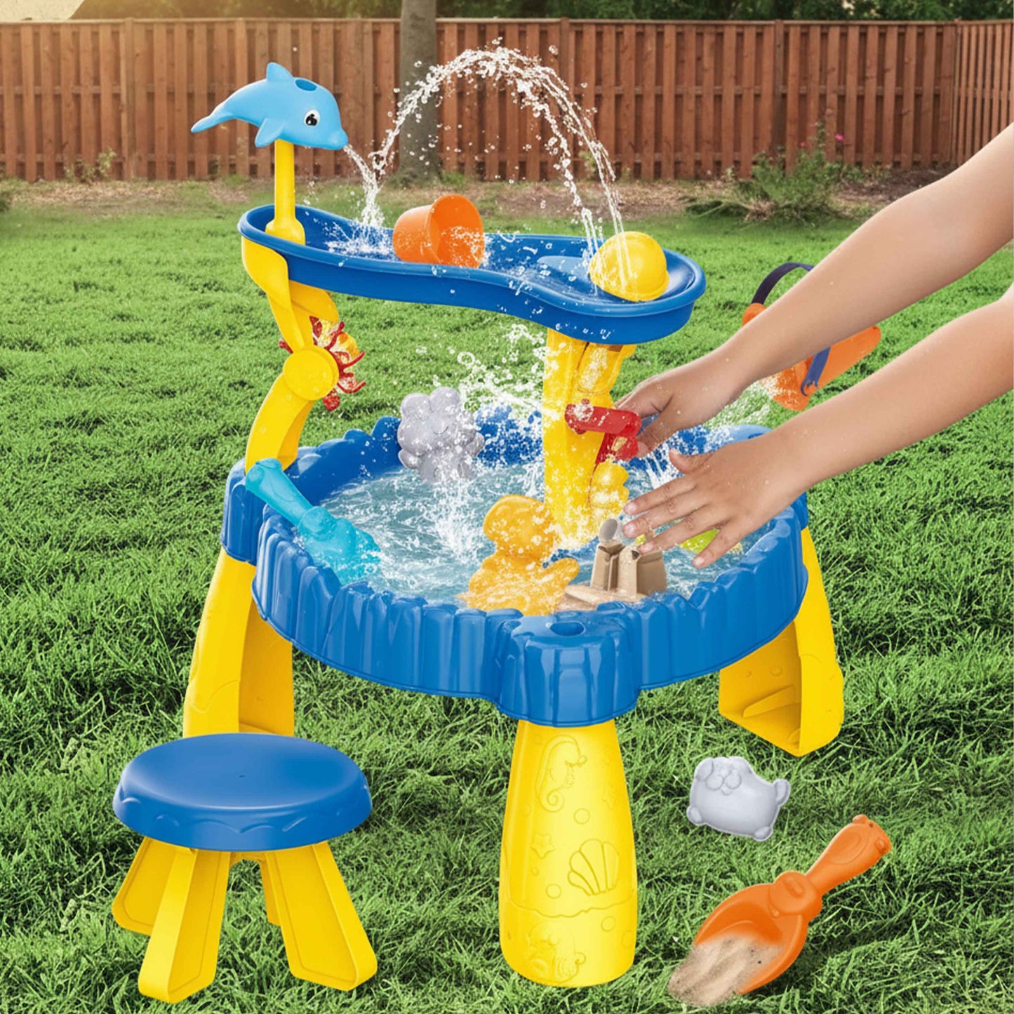 2 in 1 Sand and Water Table Set – Kids Outdoor & Indoor Playset