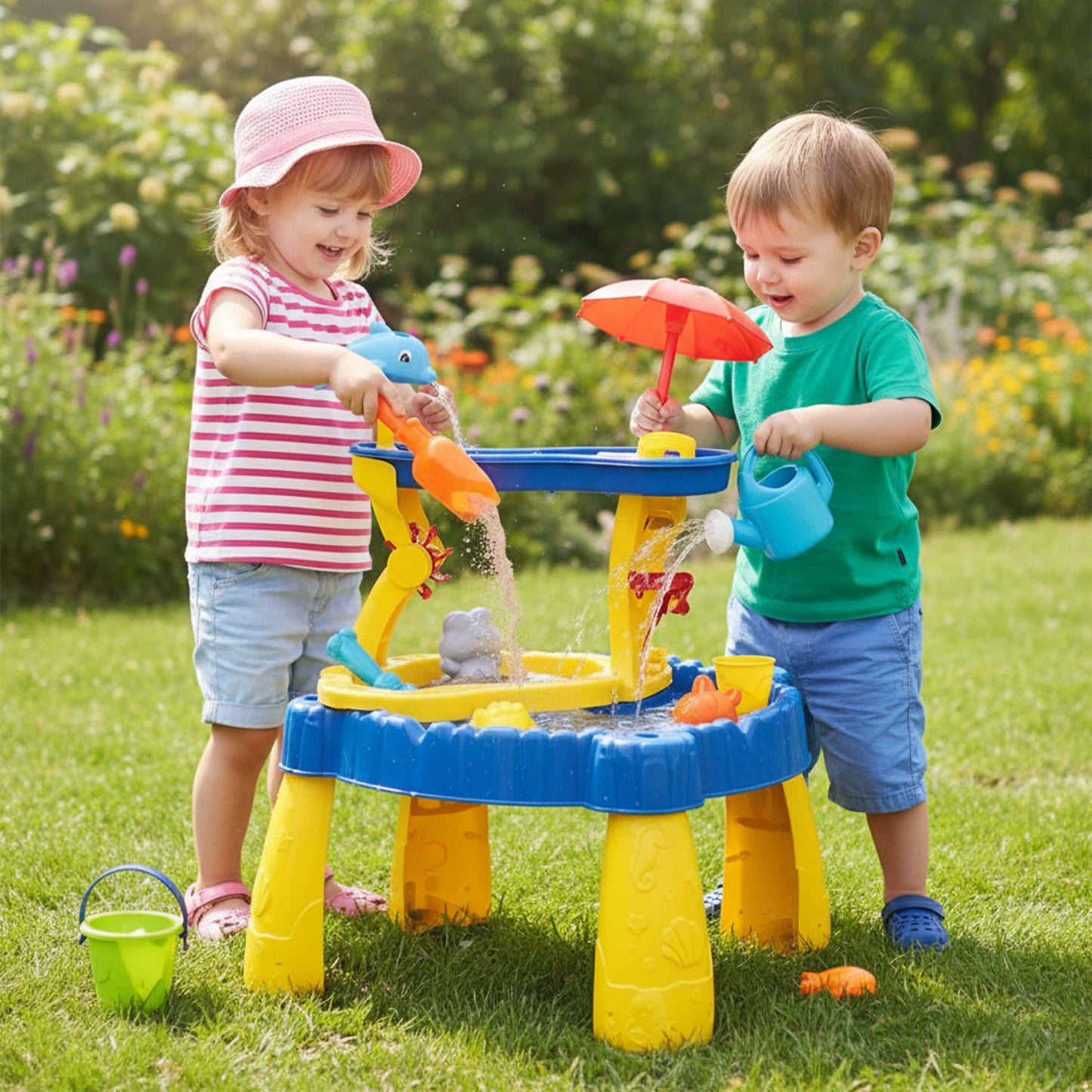 2 in 1 Sand and Water Table Set – Kids Outdoor & Indoor Playset