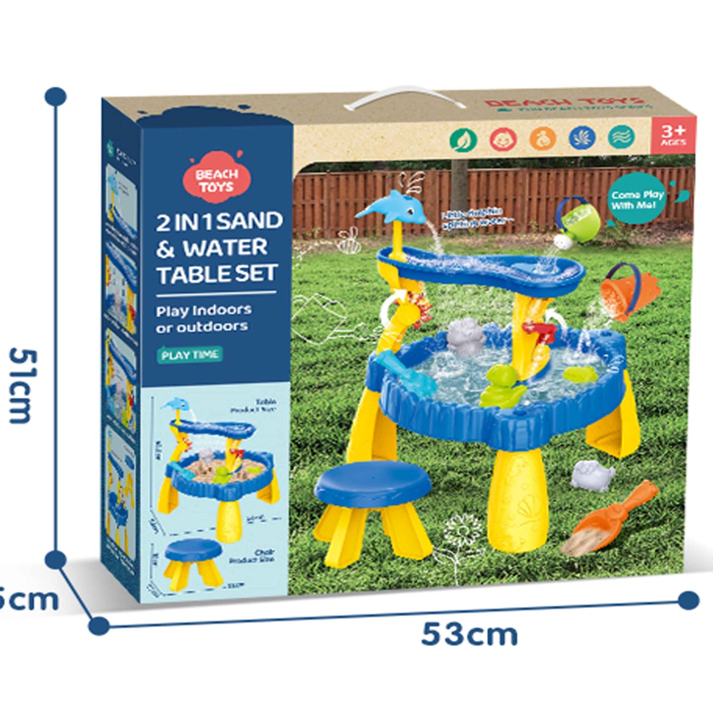 2 in 1 Sand and Water Table Set – Kids Outdoor & Indoor Playset