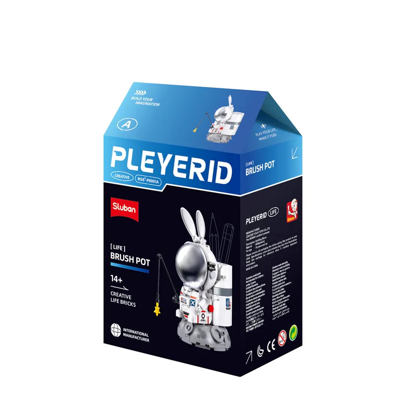 Sluban Pleyerid Astronaut Creative Life Bricks – Space Figure Desk Accessories (Display Set)