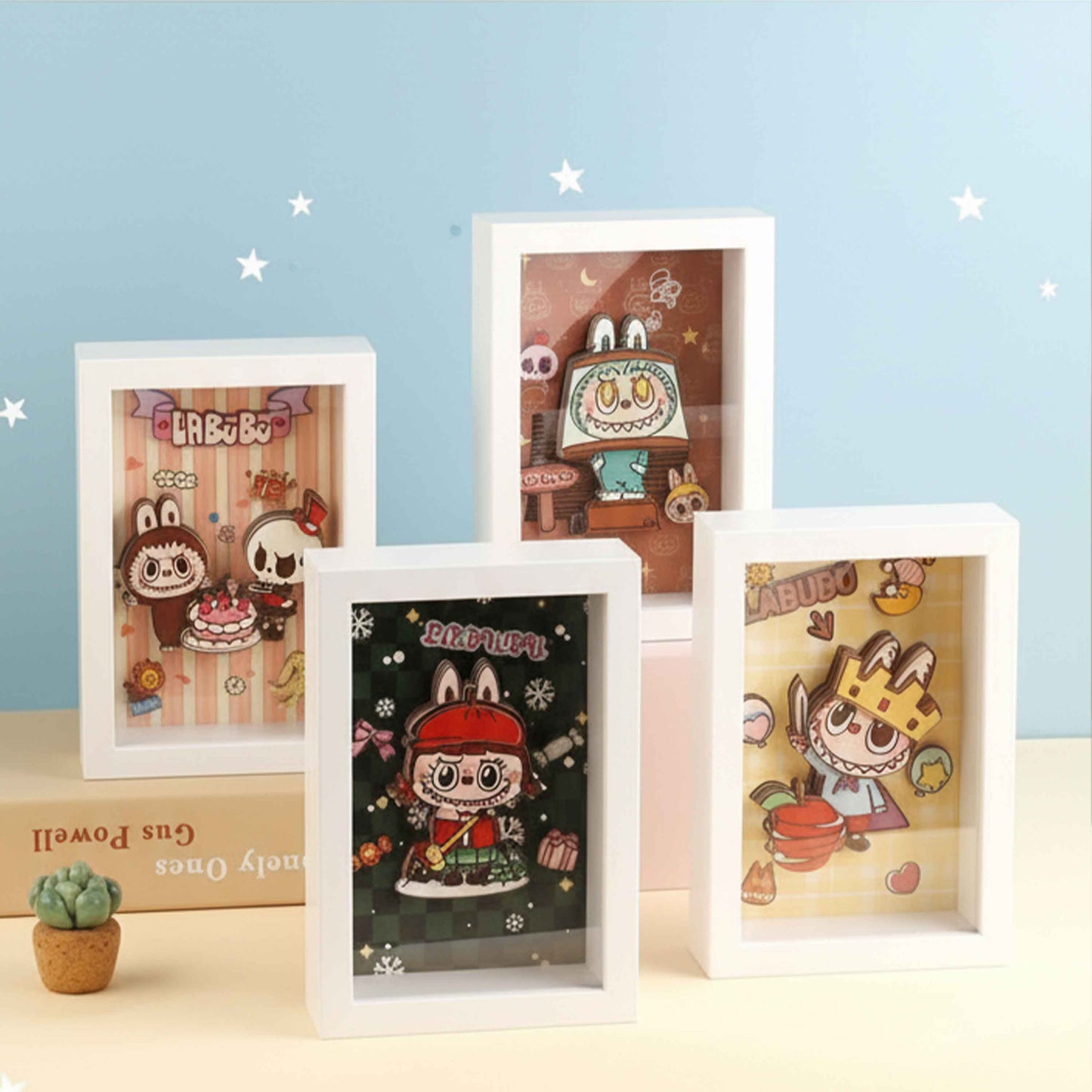 LABUBU 3D Stickers Stereoscopic Painting – Wooden Frame