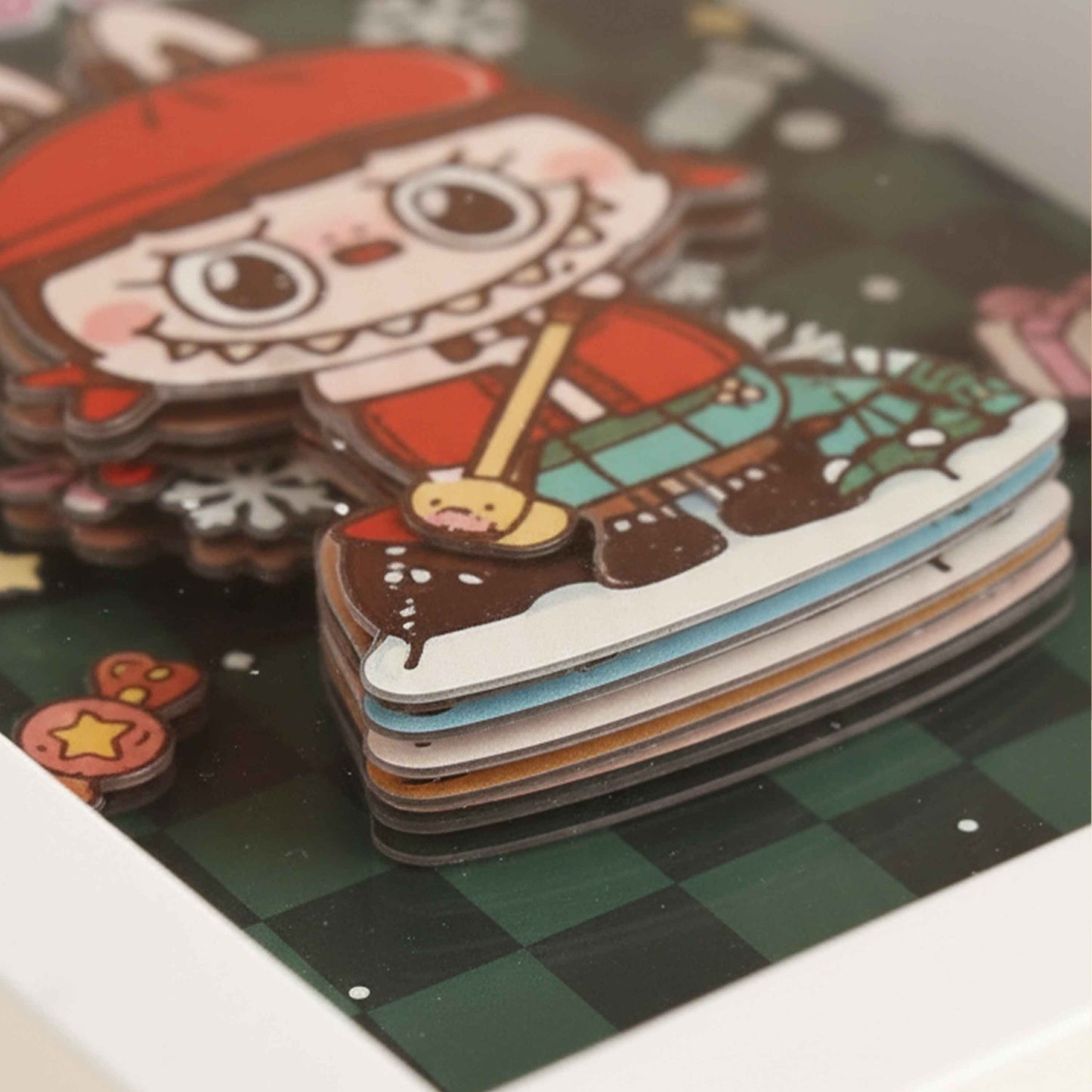 LABUBU 3D Stickers Stereoscopic Painting – Wooden Frame