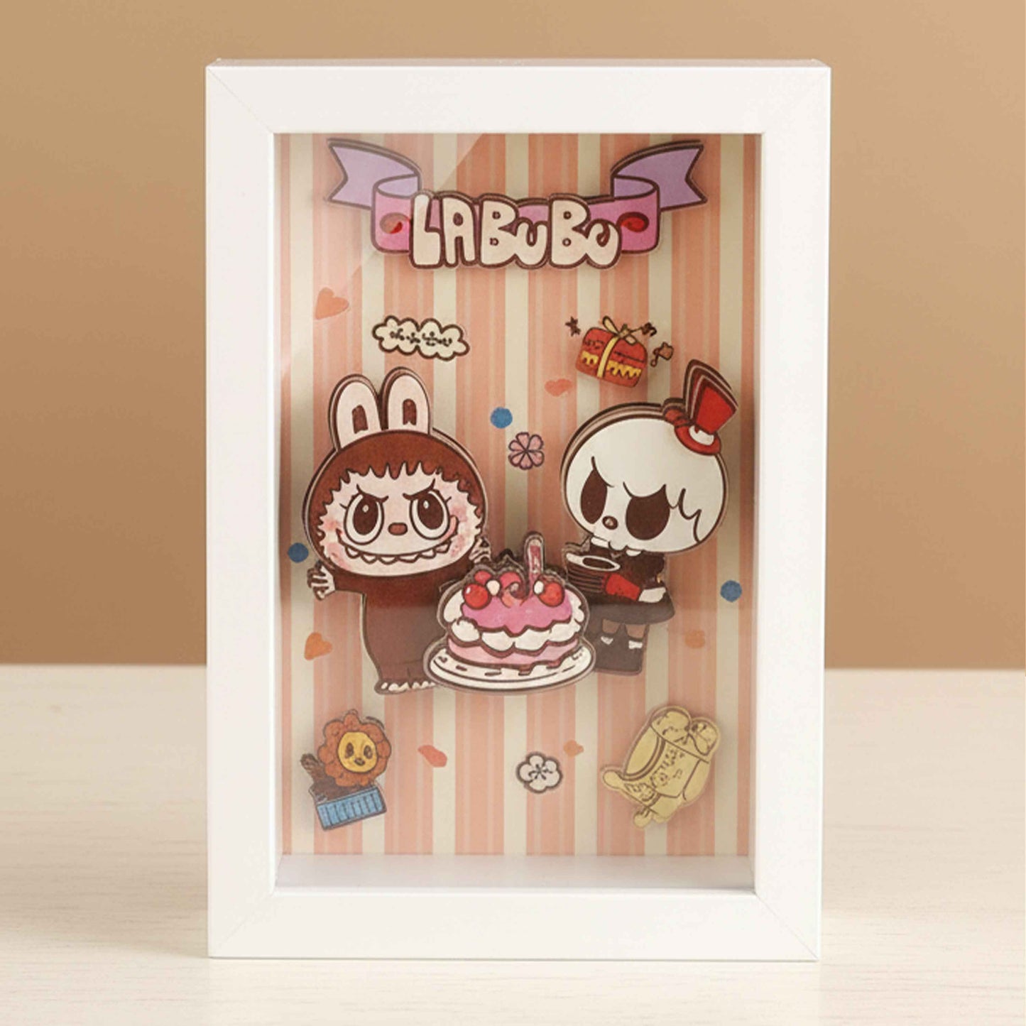 LABUBU 3D Stickers Stereoscopic Painting – Wooden Frame