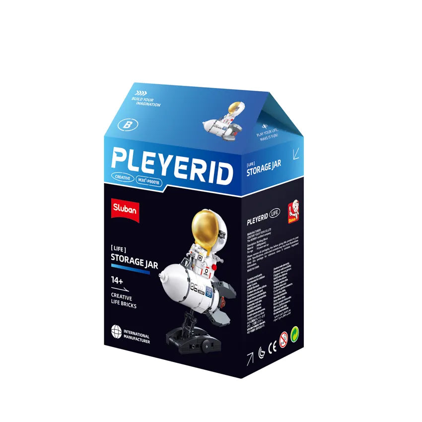 Sluban Pleyerid Astronaut Creative Life Bricks – Space Figure Desk Accessories (Display Set)