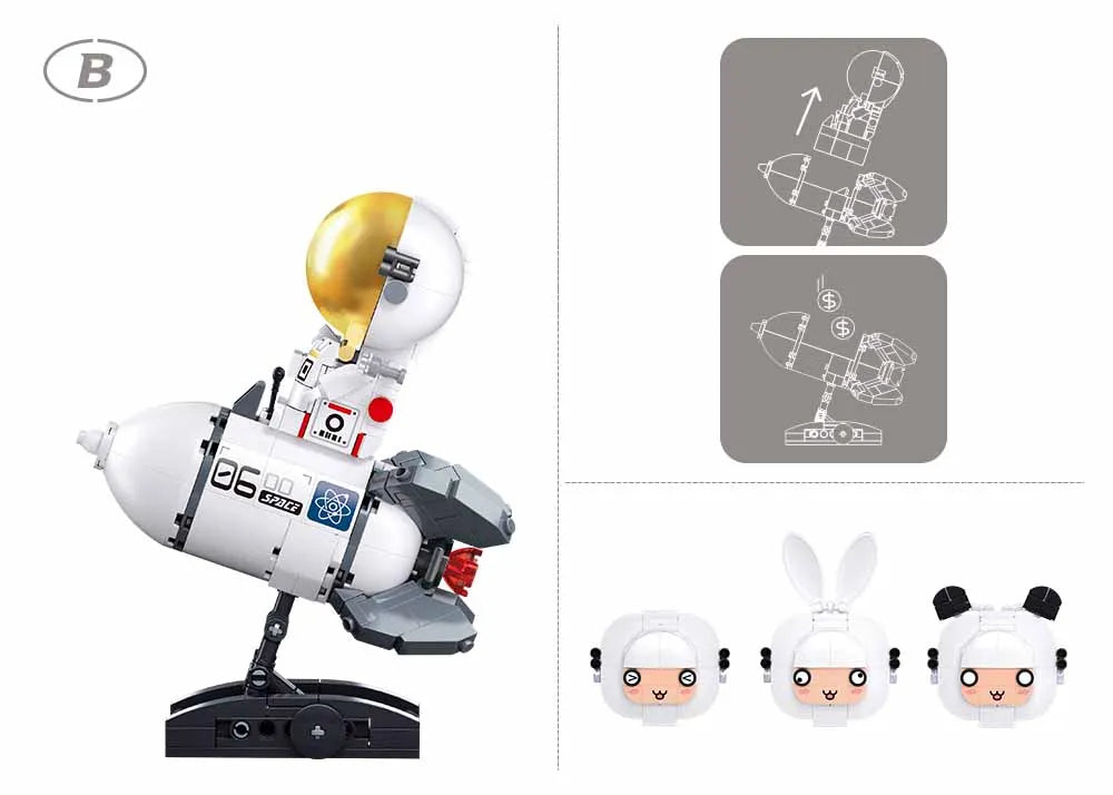Sluban Pleyerid Astronaut Creative Life Bricks – Space Figure Desk Accessories (Display Set)