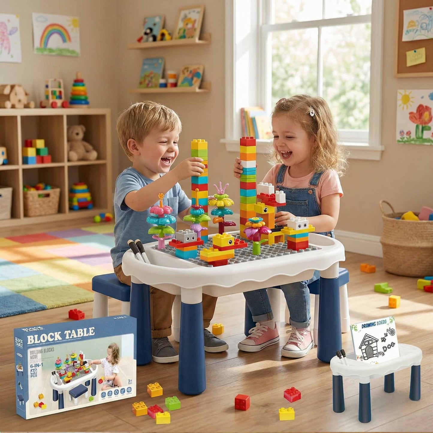 Preschool STEM learning block table toy set for toddlers ages 3+