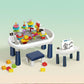 Kids multi functional block table with stool and drawing board educational toy