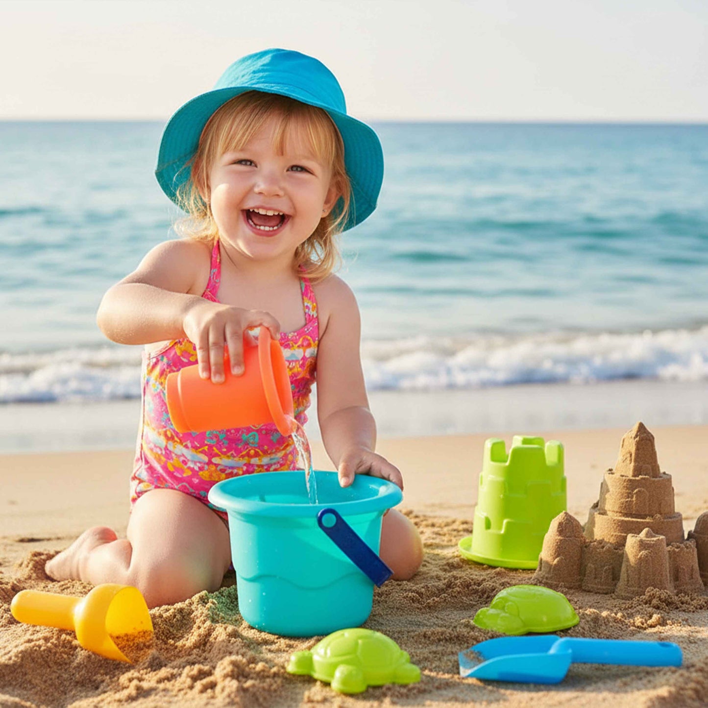 7-in-1 Sand & Water Game Set – Kids Beach Toys Bucket Set