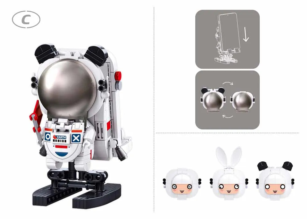 Sluban Pleyerid Astronaut Creative Life Bricks – Space Figure Desk Accessories (Display Set)