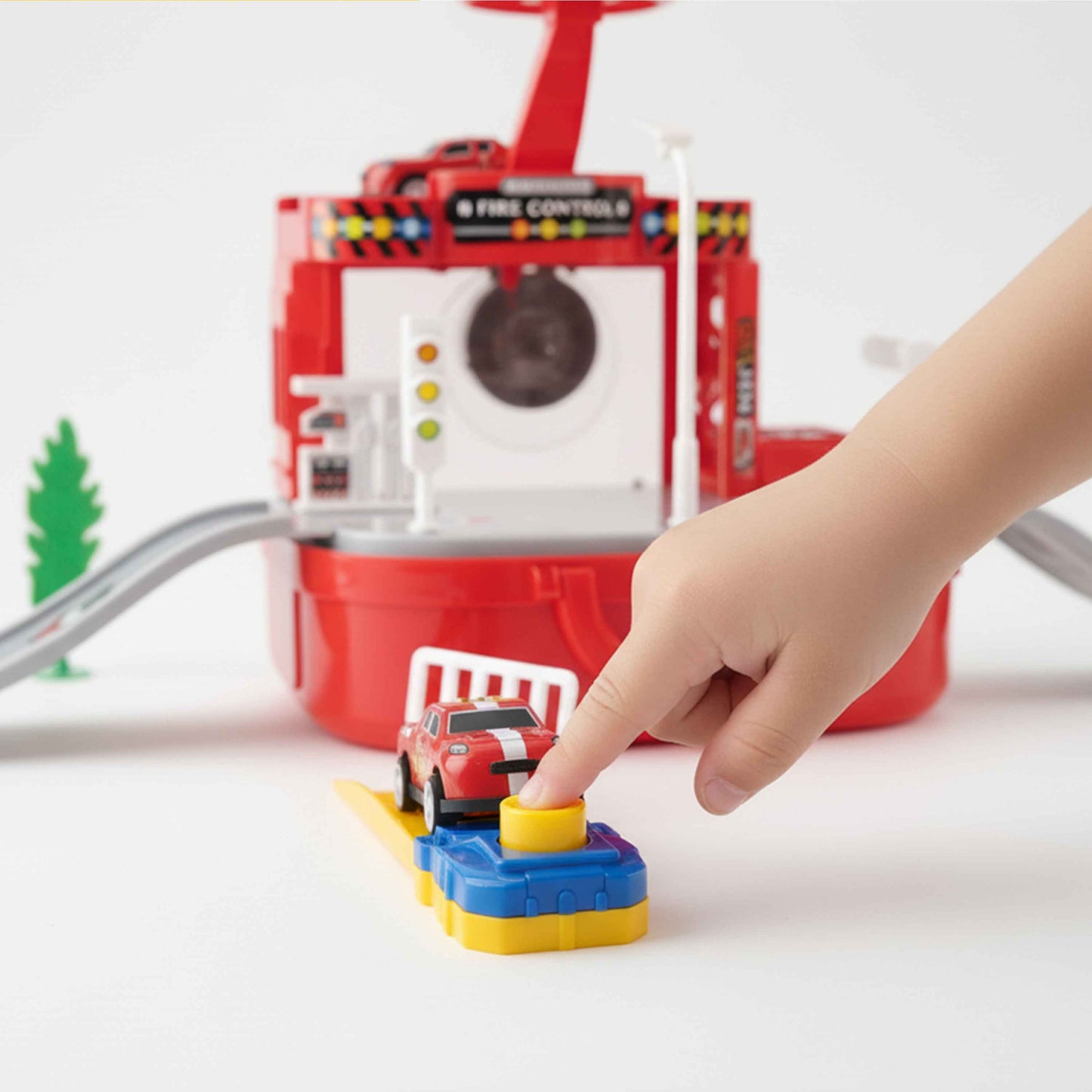 Fire Station Carry Case Playset with Cars & Helicopter (Catapult Launcher)