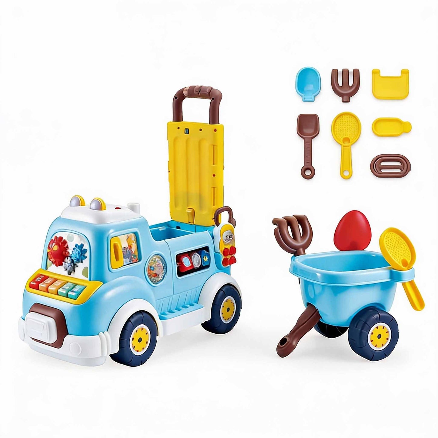 Baby educational stroller locomotive walker with detachable trailer