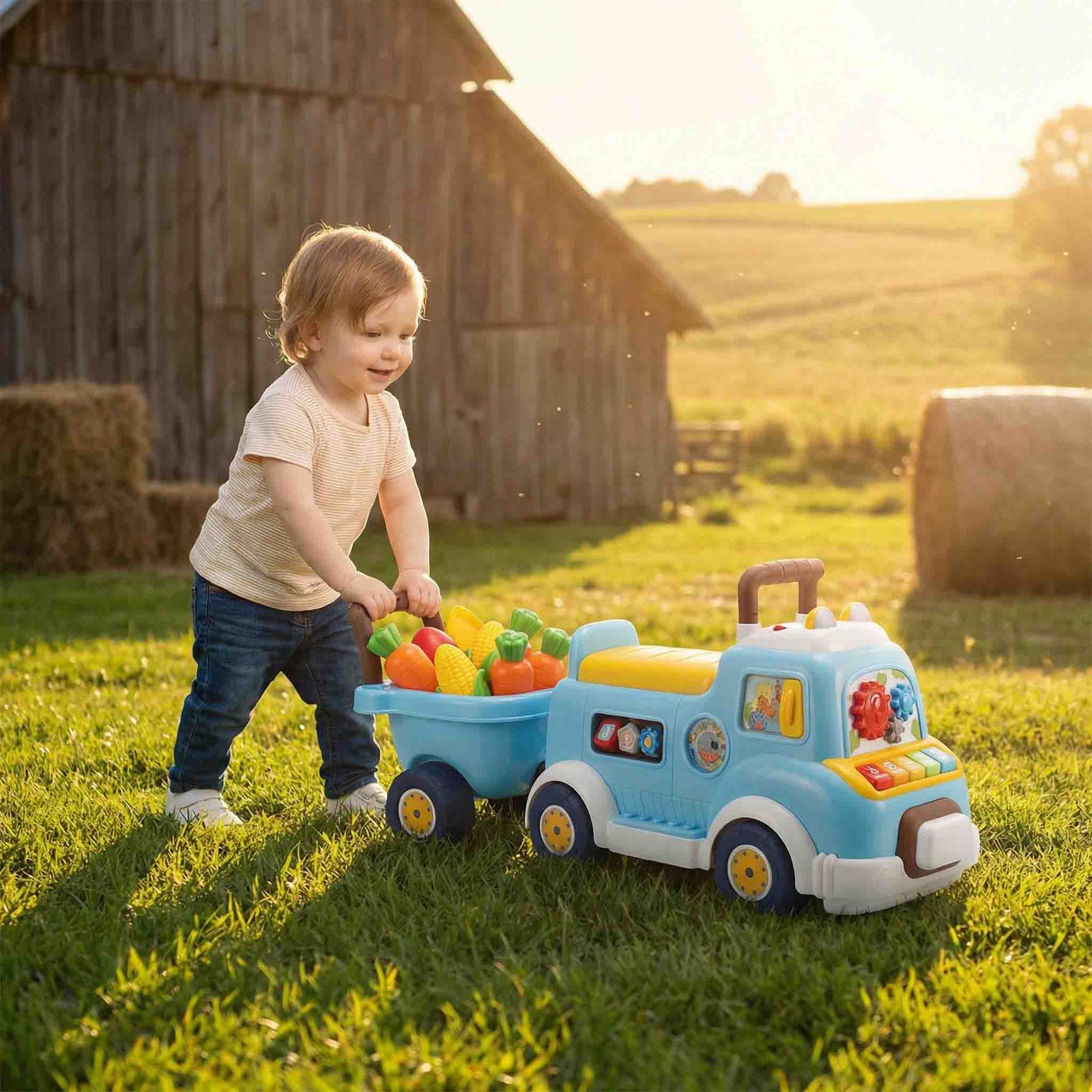 Multifunction baby push walker with removable handle and seat