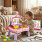 Kids activity table with drawing function and building blocks play