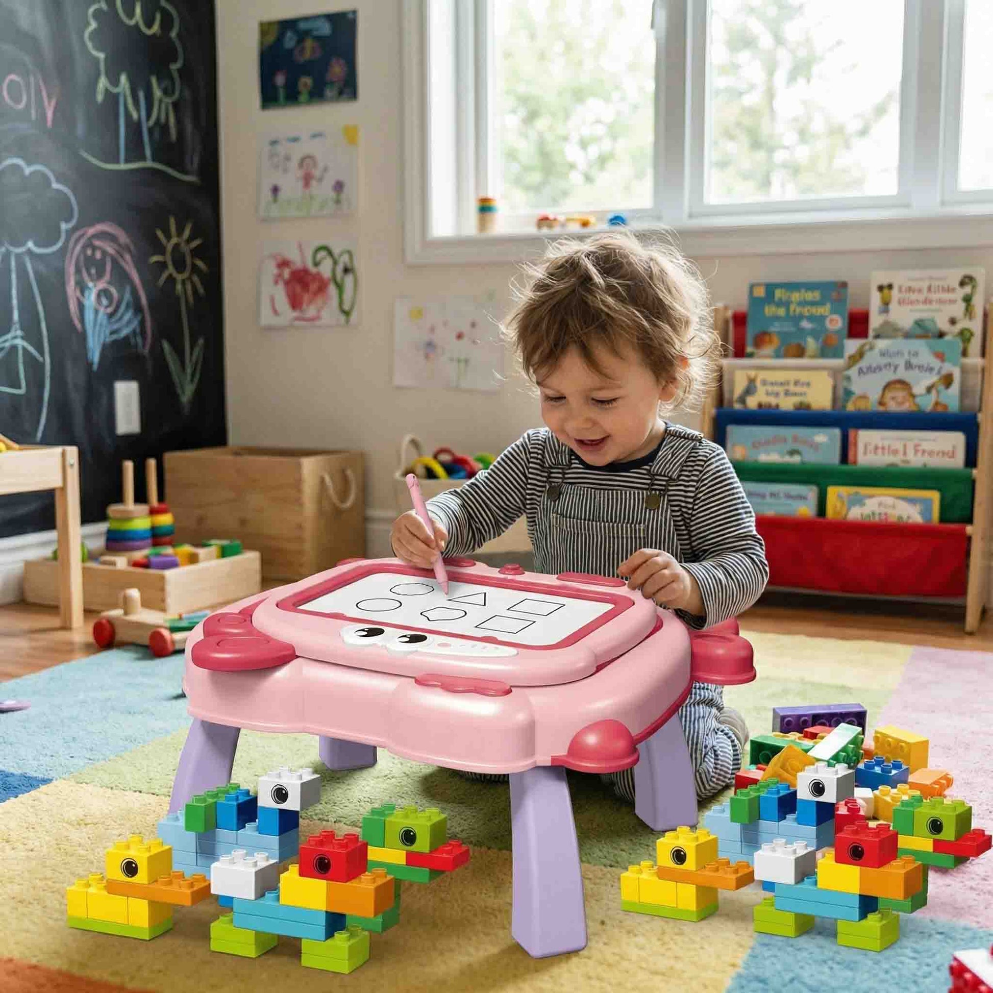 Educational creative toy table for kids 3+ with blocks included