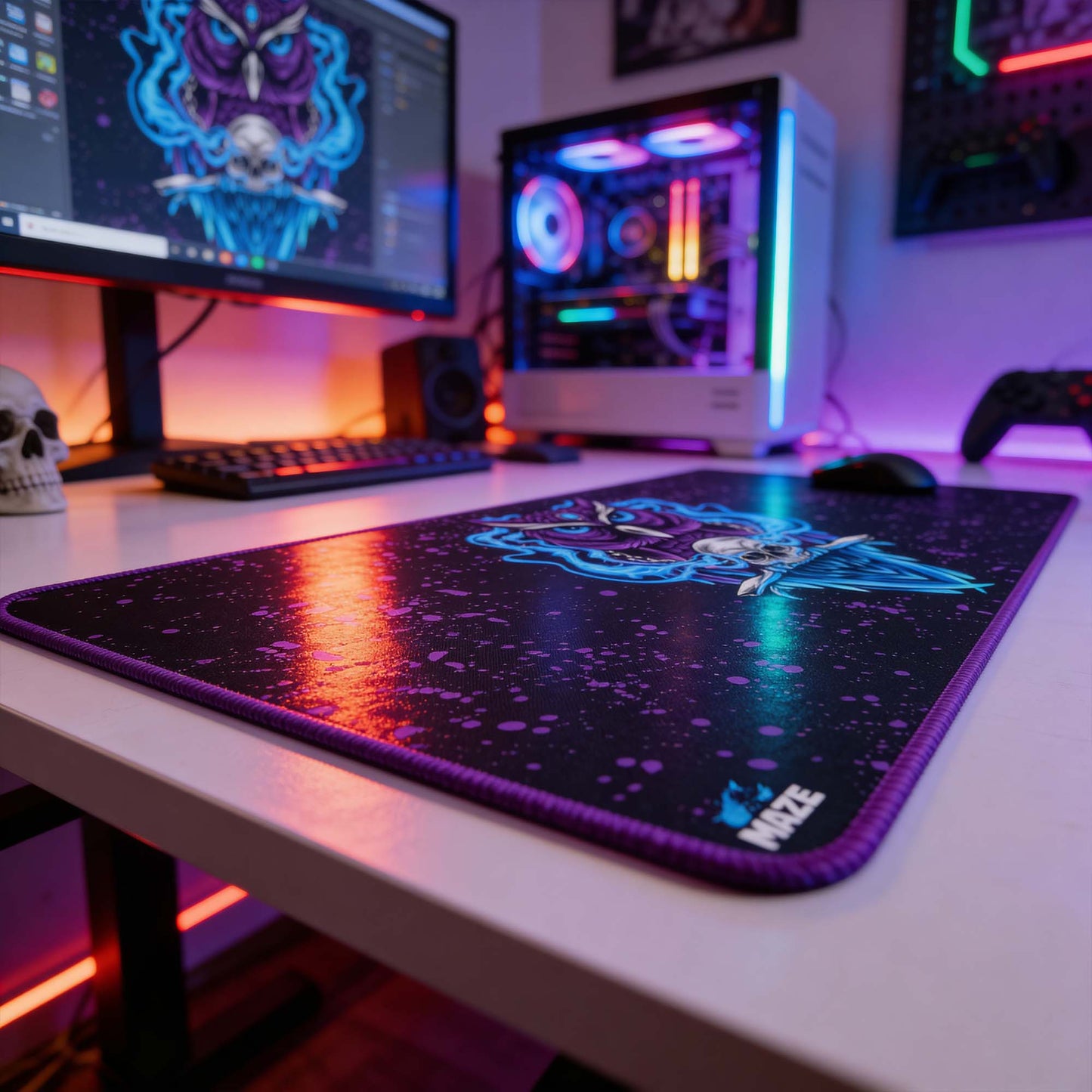 MAZE Ultraglide 2 OWL-B Dark Owl 2XL Extended Gamers Desk Mat Qatar