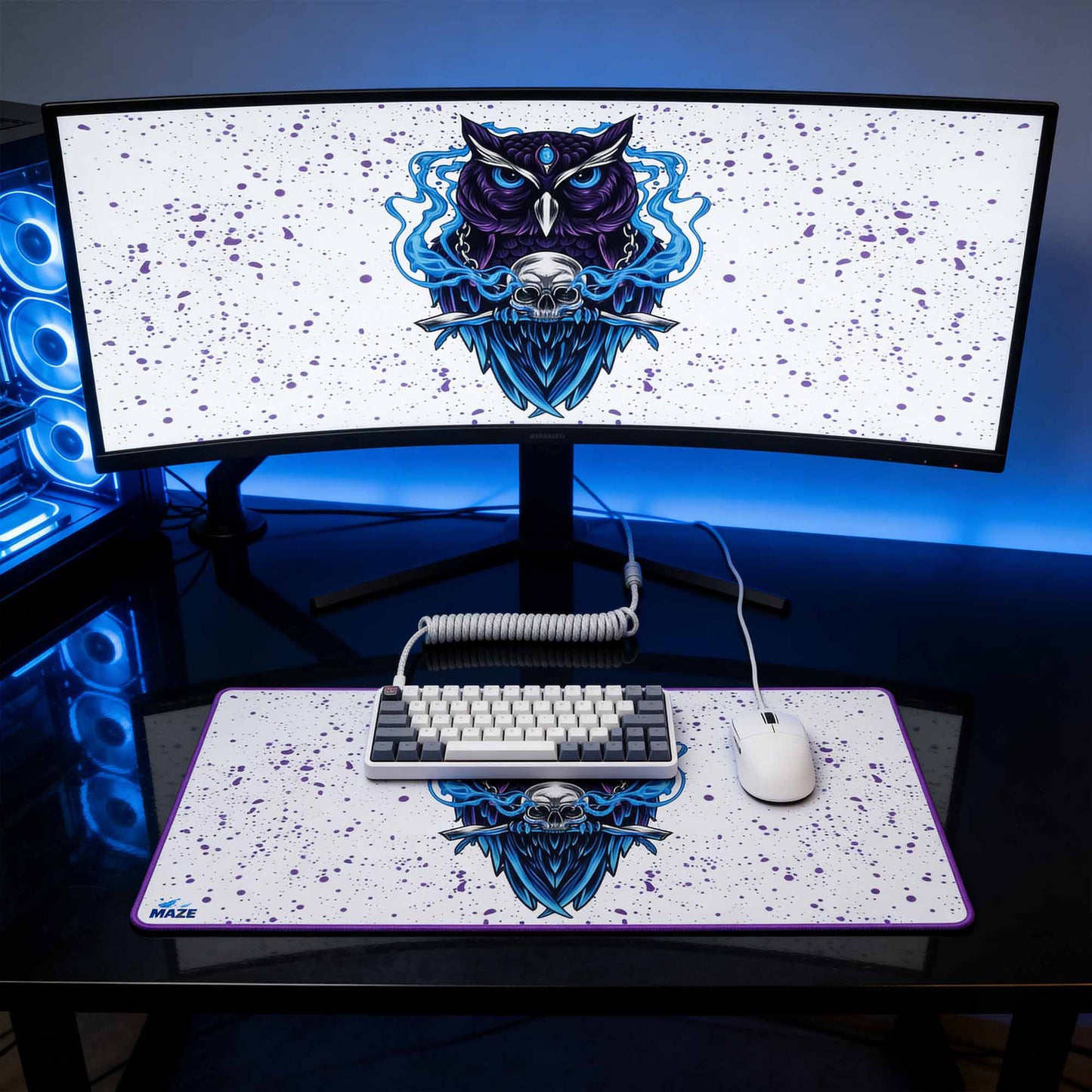MAZE Ultraglide 2 – OWL W Arctic Owl 2XL Extended Gamers Desk Mat | Qatar