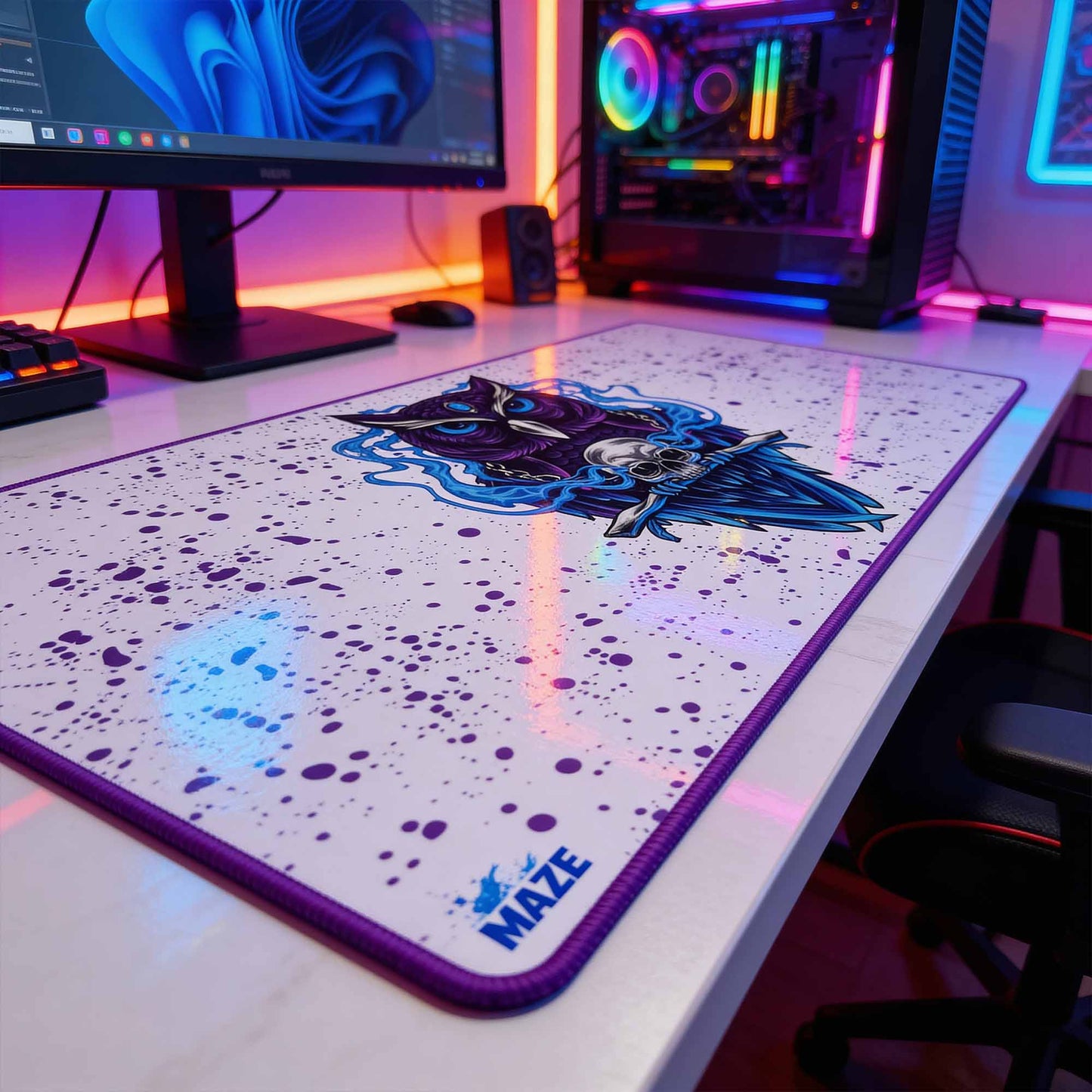 MAZE Ultraglide 2 – OWL W Arctic Owl 2XL Extended Gamers Desk Mat | Qatar