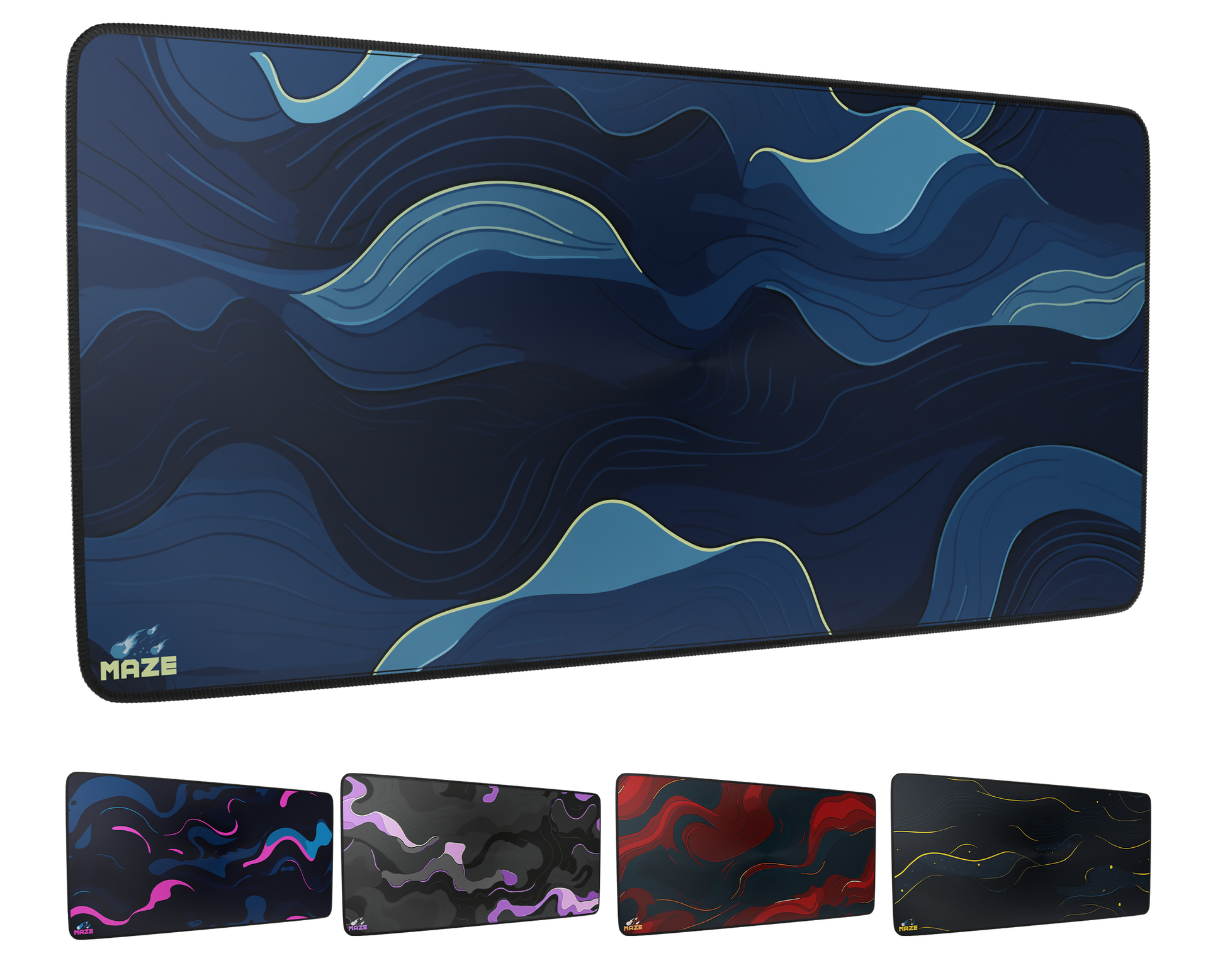MAZE Aura Blue Extended Gaming Desk Mat