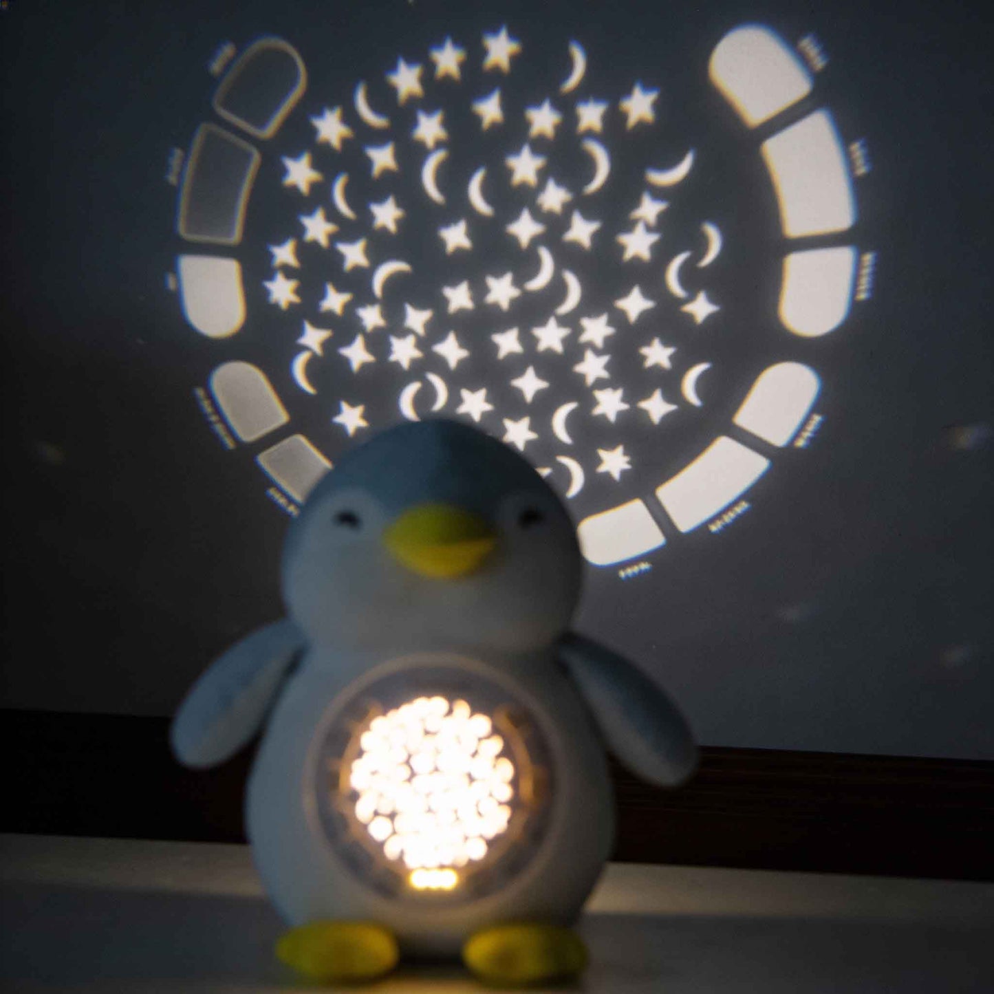 nursery penguin projector night light plush toy for baby bedtime routine