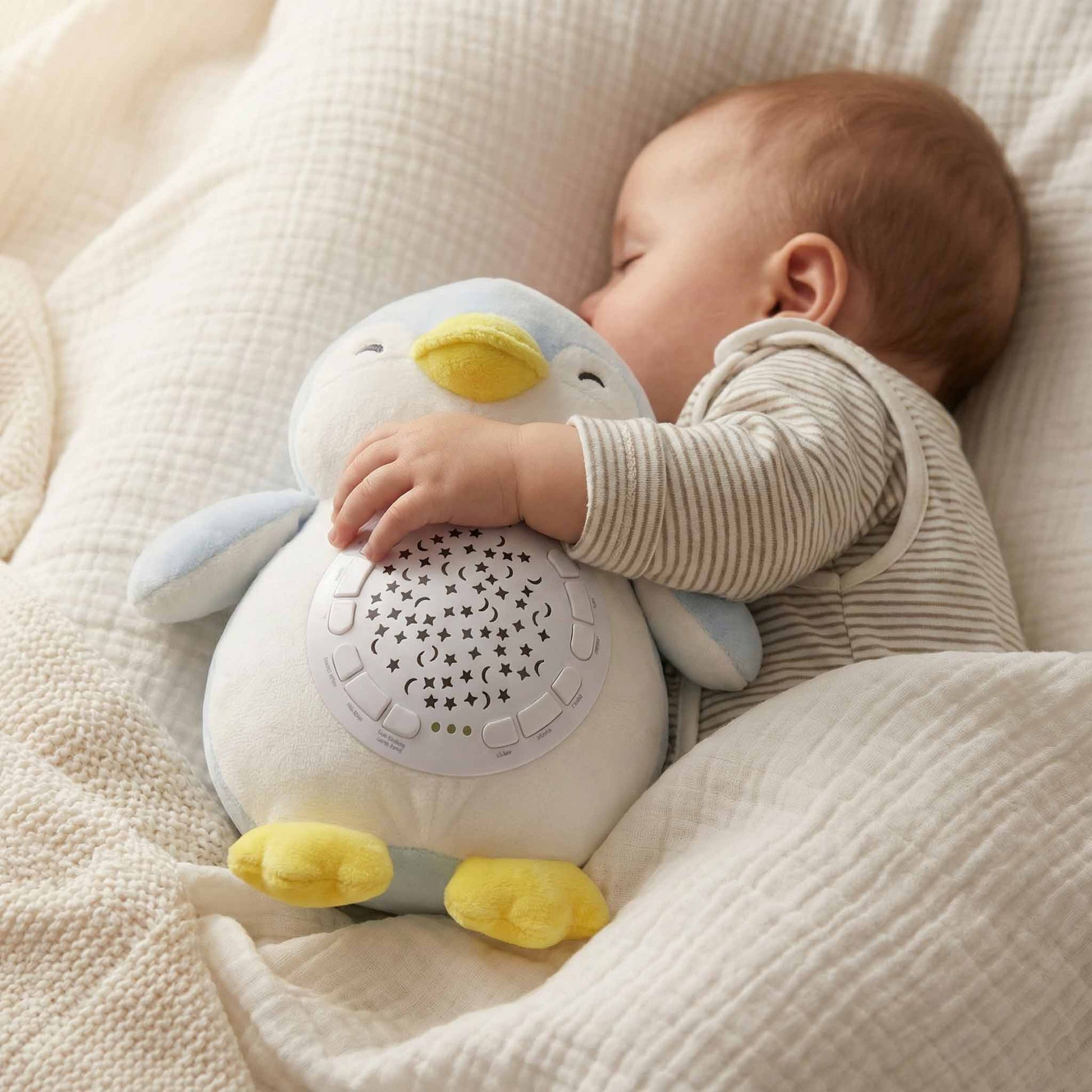 infant calm doll plush penguin to reduce crying and improve sleep