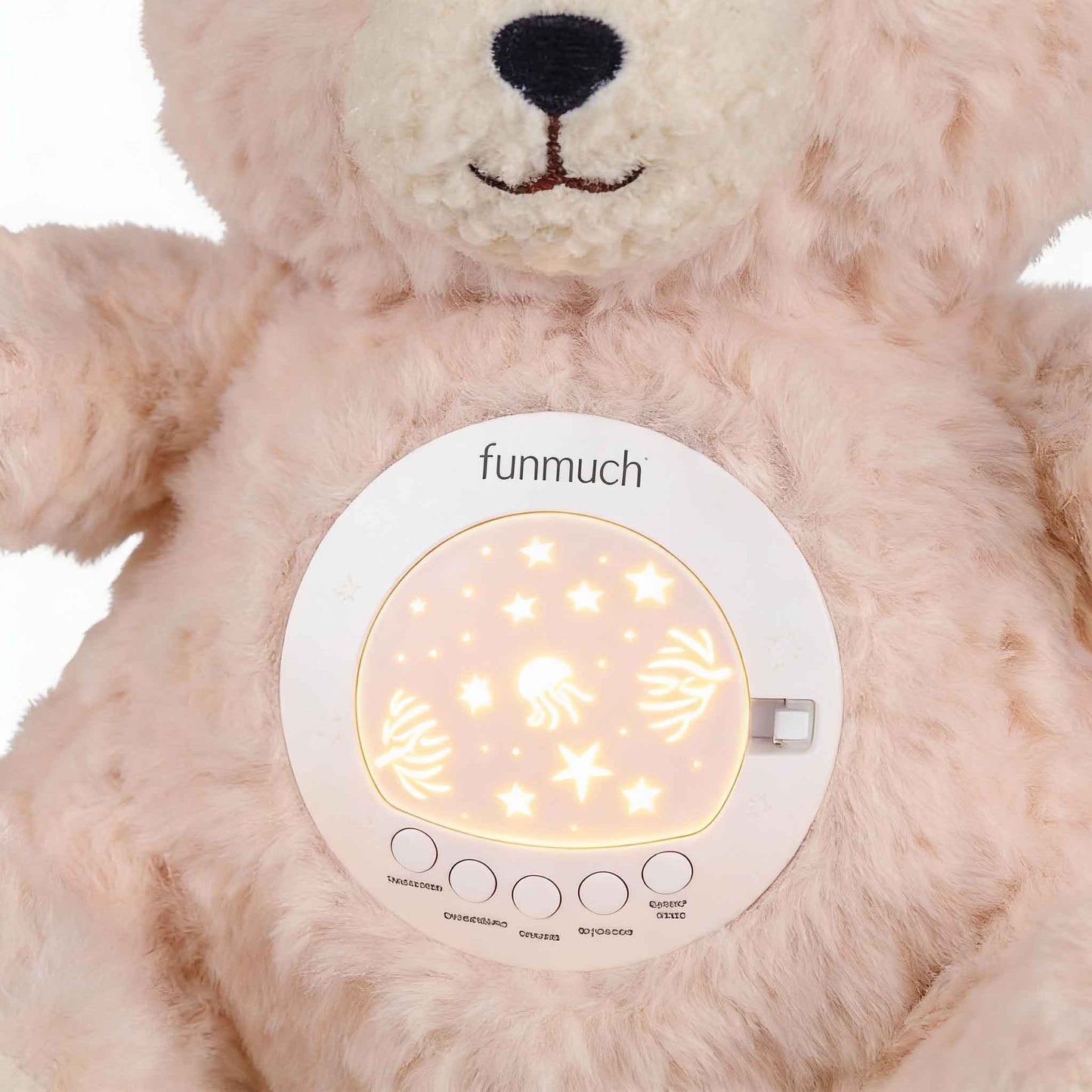 soft pink teddy bear baby comfort toy with projector night light effects