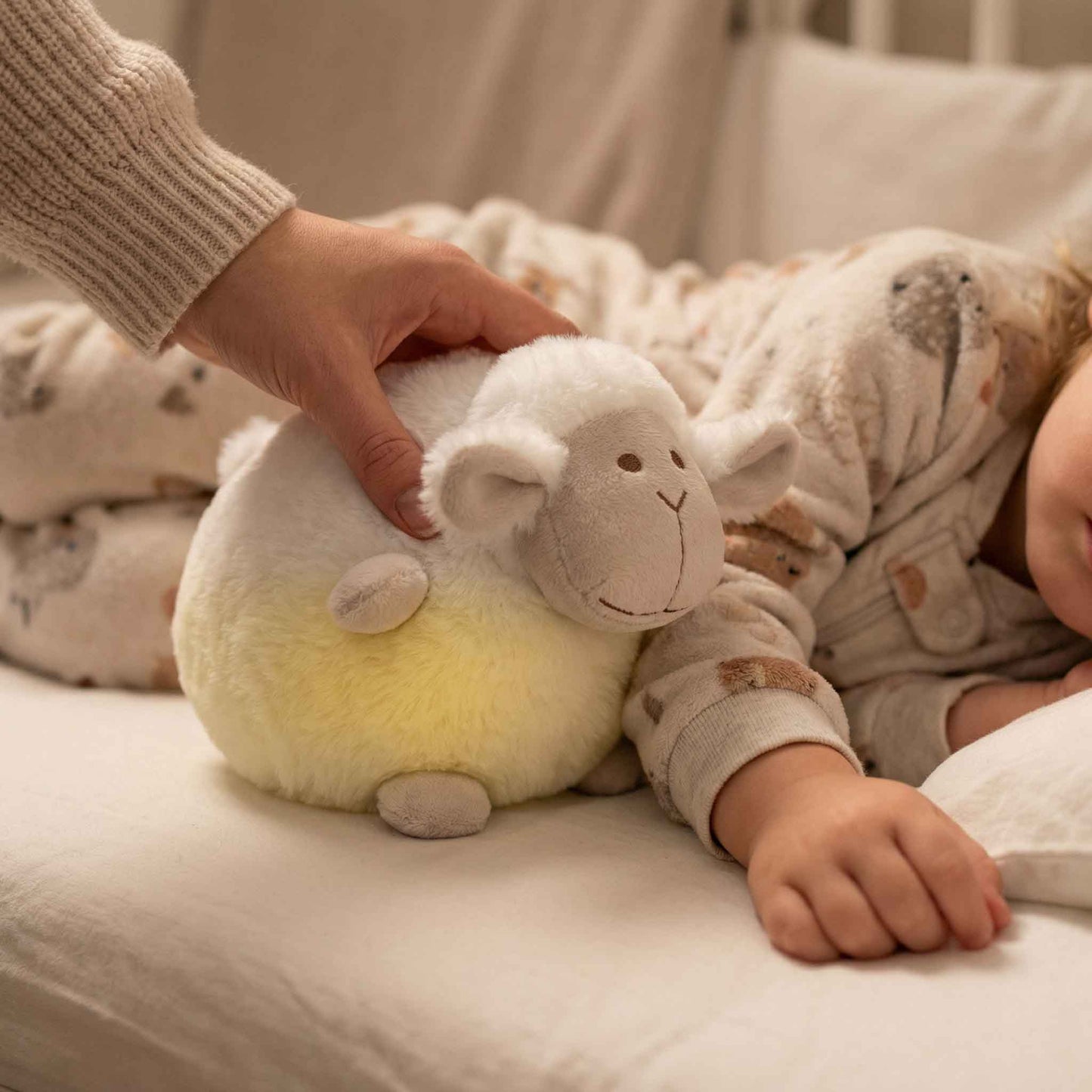 newborn sheep sleep soother stuffed animal glowing night light