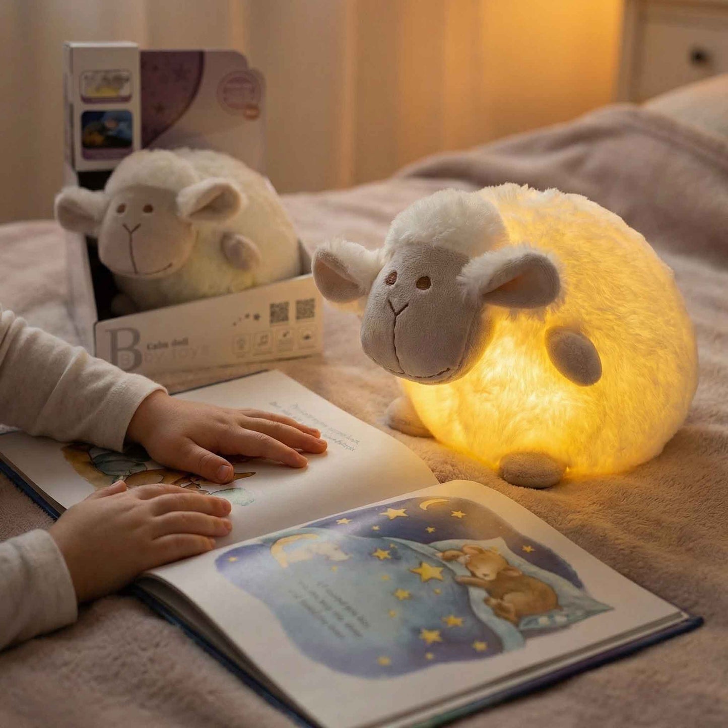 soft baby comfort sheep toy with warm glowing light