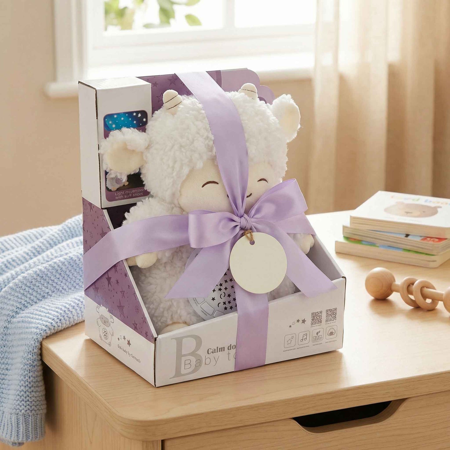 infant sleep soother plush sheep with gentle light projection