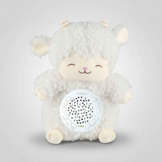 soft lamb stuffed toy with soothing music and star projection light