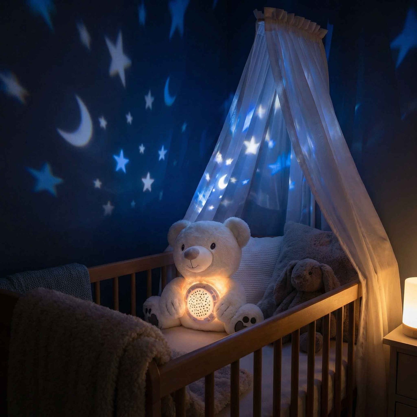 plush teddy bear sleep soother with star light projection for newborn
• infant nursery night light teddy bear comfort toy 0m+