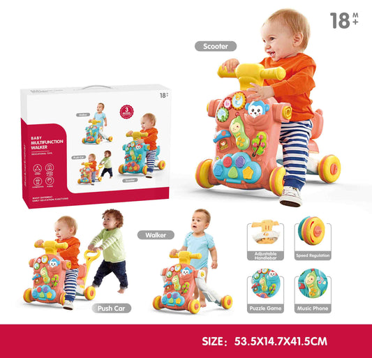 3 in 1 baby multifunction walker toy scooter push car 18 months+
• Baby push walker with adjustable handlebar and speed regulation
• Toddler ride on scooter walker toy for balance training and coordination
• Interactive baby walker toy with puzzle game and music phone function
• Push car walker toy helping toddlers learn walking and motor skills
• Early education baby walker scooter toy for active learning play